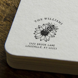Honey Bee   Vintage Family Name & Return Address  Rubber Stamp