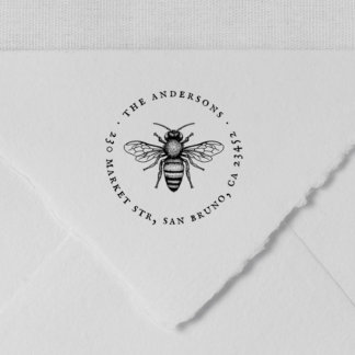 Honey Bee | Vintage Family Name & Return Address Rubber Stamp