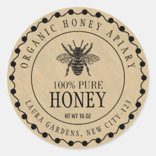 Honey Bee Vintage Jar Craft Paper Product Label