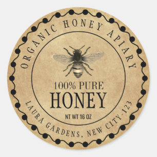 Honey Bee Vintage Jar Craft Paper Product Label