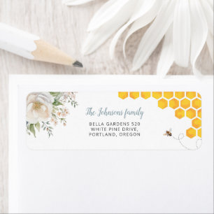 Honey Bee Watercolor Baby Shower Return Address Label