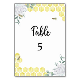 Honey bee wedding  table number