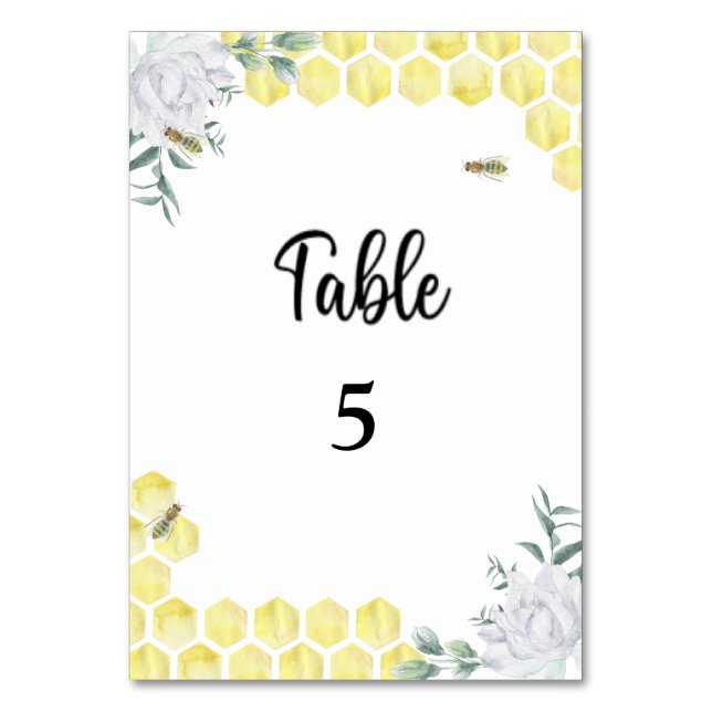 Honey bee wedding  table number (Front)