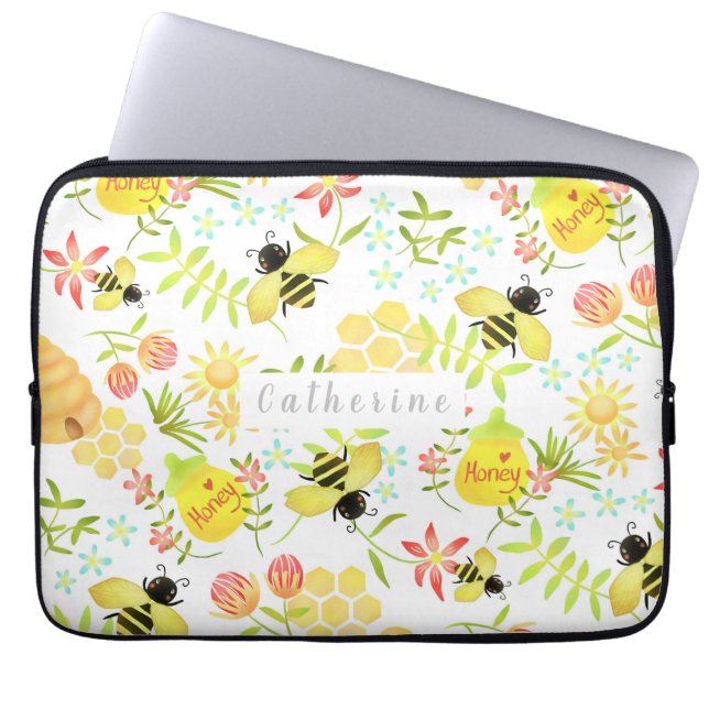 Honey Bee White Electronics Bag (Front)