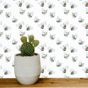Honey Bee White Wallpaper