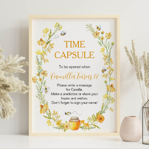 Honey Bee Wildflower Birthday Time Capsule sign