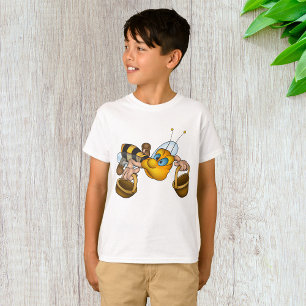 Honey Bee with Baskets Fun Busy Bee Illustration T-Shirt