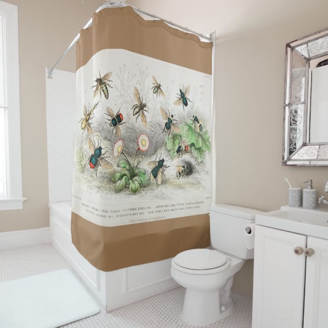 Honey Bee, Worker, Male, Queen, Common Humble Bee Shower Curtain (In Situ)