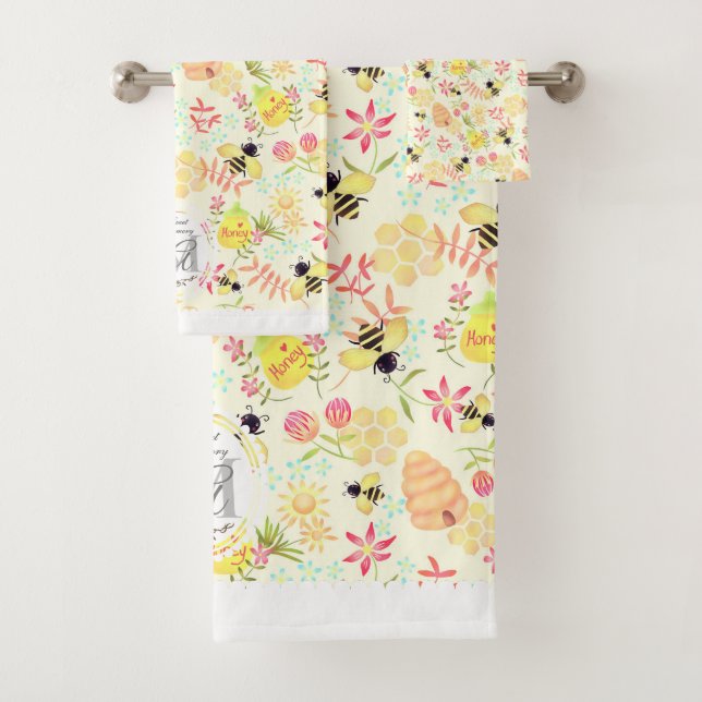 Honey Bee Yellow Bath Towel Set (Insitu)