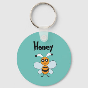 Honey Bee Yellow Black Cute Summer Key Ring