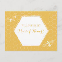 Honey Bee Yellow Custom Maid of Honour Proposal