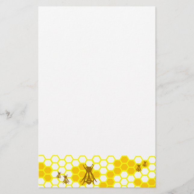 Honey Bee Yellow Honeycomb Unlined Stationery (Front)