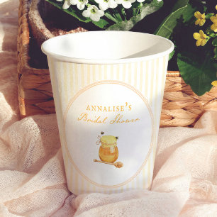 Honey Bee Yellow Stripes Bridal Shower Paper Cups