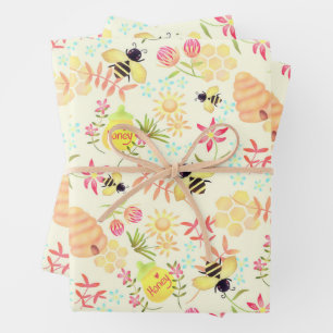 Honey Bee Yellow Wrapping Paper Sheet