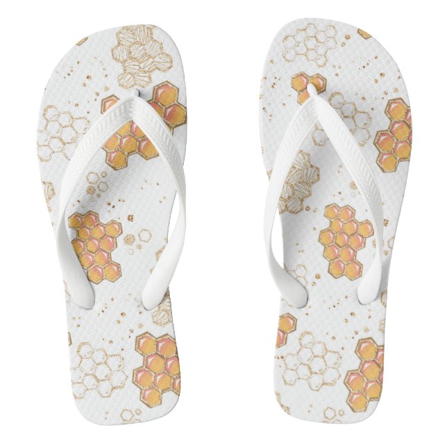 Honey Beecomb Abstract print flip flops (Footbed)