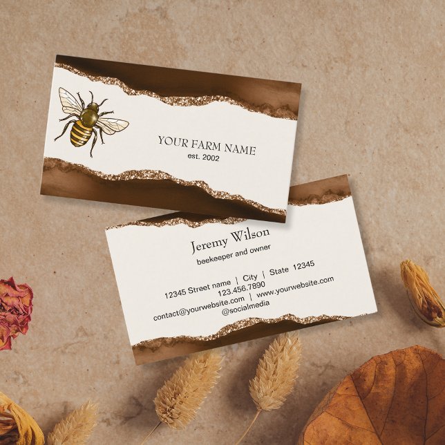 Honey Beekeeper Apiarist Bee Farm Honeybees Business Card (Creator Uploaded)