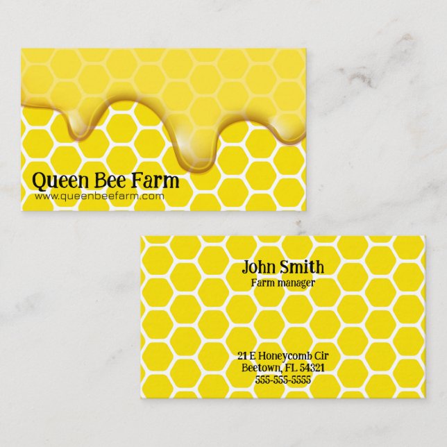 Honey Beekeeper Apiarist Honeycomb Bee Farm Business Card (Front/Back)