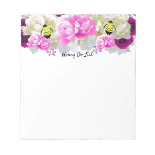 Honey Bees and Flowers Honey Do List Notepad