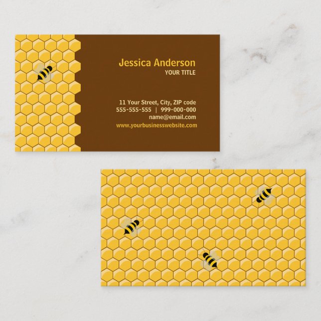 Honey Bees And Honeycomb business cards (Front/Back)