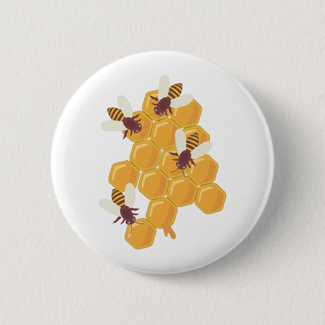 Honey Bees and Honeycomb Design 6 Cm Round Badge (Front)
