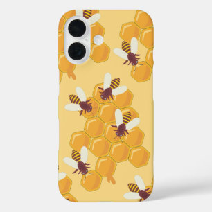 Honey Bees and Honeycomb Design iPhone 16 Case