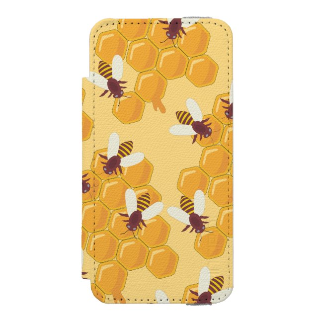 Honey Bees and Honeycomb Design Incipio iPhone Wallet Case (Folio Front)