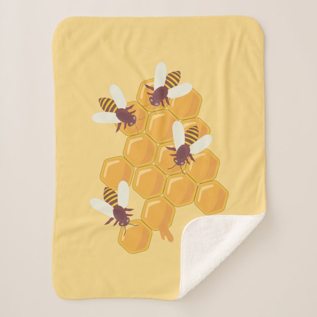 Honey Bees and Honeycomb Design   Sherpa Blanket (Front)