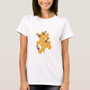 Honey Bees and Honeycomb Design T-Shirt