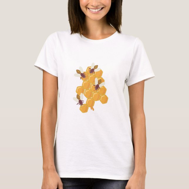 Honey Bees and Honeycomb Design T-Shirt (Front)