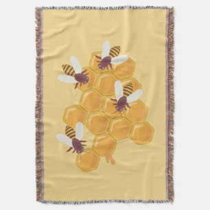 Honey Bees and Honeycomb Design   Throw Blanket