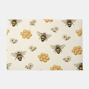 Honey Bees and Honeycomb Seamless Pattern Doormat