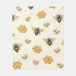 Honey Bees and Honeycomb Seamless Pattern Fleece Blanket