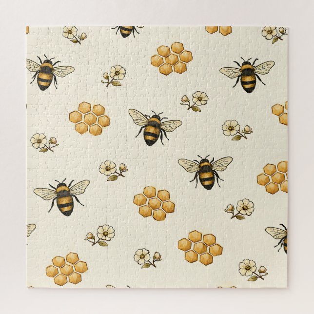 Honey Bees and Honeycomb Seamless Pattern Jigsaw Puzzle (Vertical)