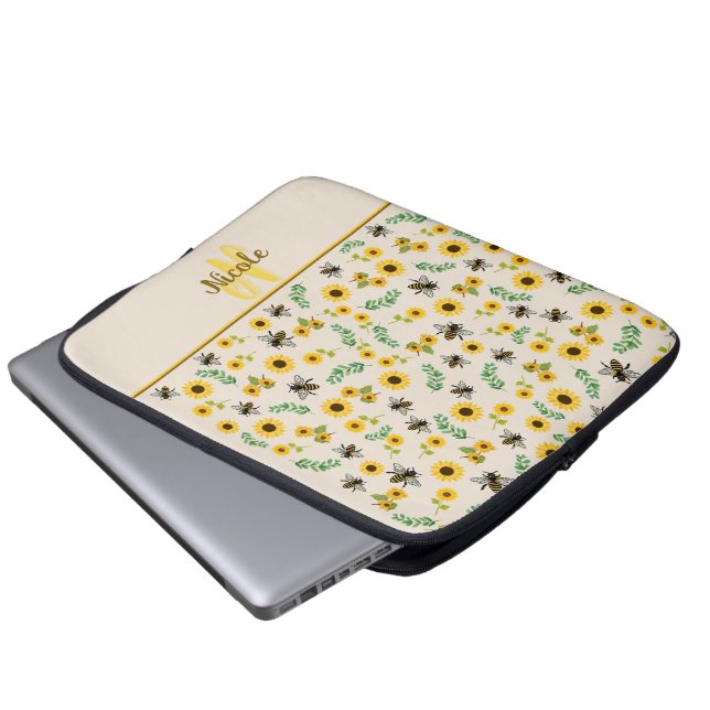 Honey Bees and Sunflowers Laptop Sleeve (Front Bottom)