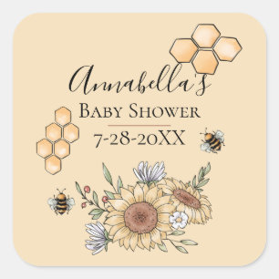 Honey Bees and Sunflowers Square Sticker