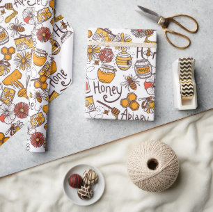 Honey Bees Apiary Floral Gift  Wrapping Paper