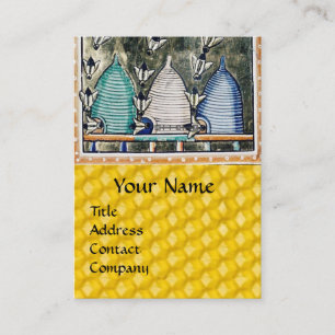 HONEY BEES,BEE HIVES, Mediaeval Beekeeper Miniatur Business Card