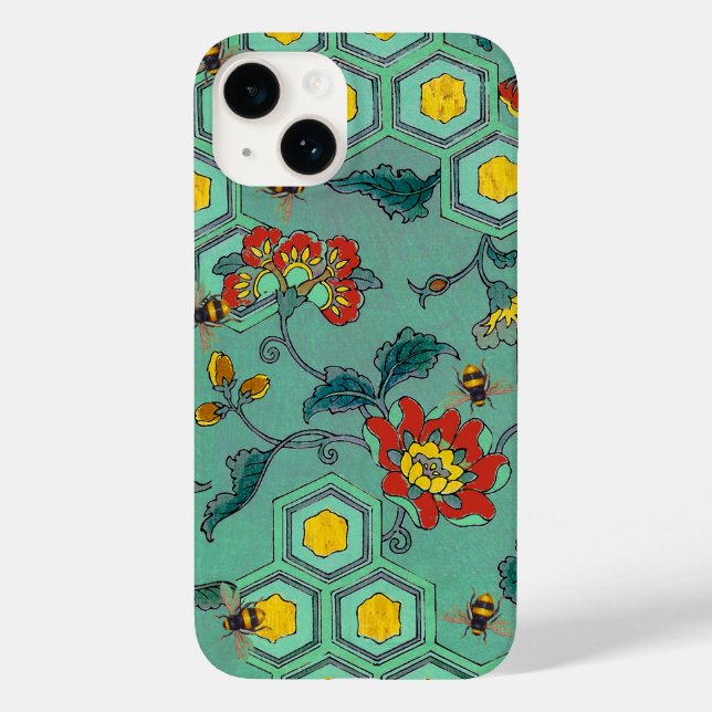 HONEY BEES,BEEHIVES,SPRING FLOWERS BEEKEEPER Green Case-Mate iPhone Case (Back)