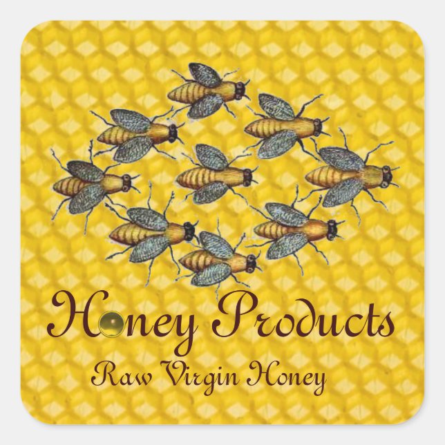 HONEY BEES / BEEKEEPER BEEKEEPING SQUARE STICKER (Front)