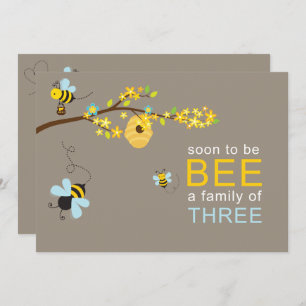 Honey Bees Boy Invitation Blue