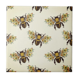 Honey Bees Brown Beige Gold  |  Ceramic Tile