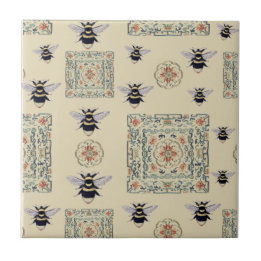 Honey Bees Brown Beige Gold with Design Ceramic Tile