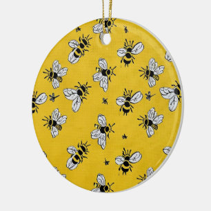Honey Bees Ceramic Ornament