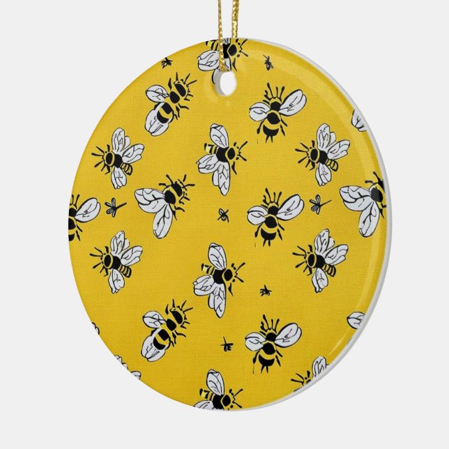 Honey Bees Ceramic Ornament (Left)