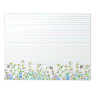 Honey Bees Chamomile Flowers Watercolor Lined Notepad