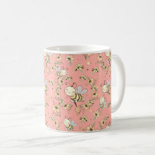 Honey Bees, Fairy & Baby Bees In Seamless Pattern Coffee Mug