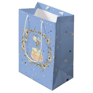 Honey Bees, Fairy & Baby Bees In Seamless Pattern Medium Gift Bag