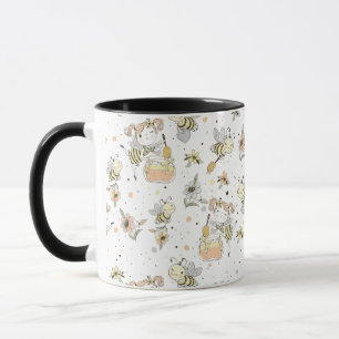 Honey Bees, Fairy & Baby Bees In Seamless Pattern Mug