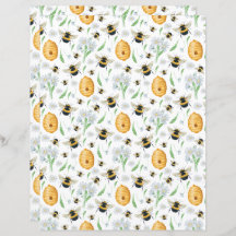 Honey Bees Floral Scrapbook Paper