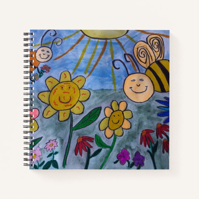 Honey Bees & Flowers Spiral Notebook (Front)